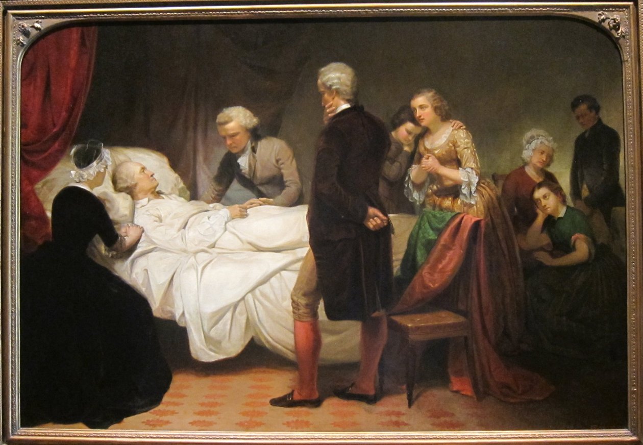 Washington no seu leito de morte de Junius Brutus Stearns