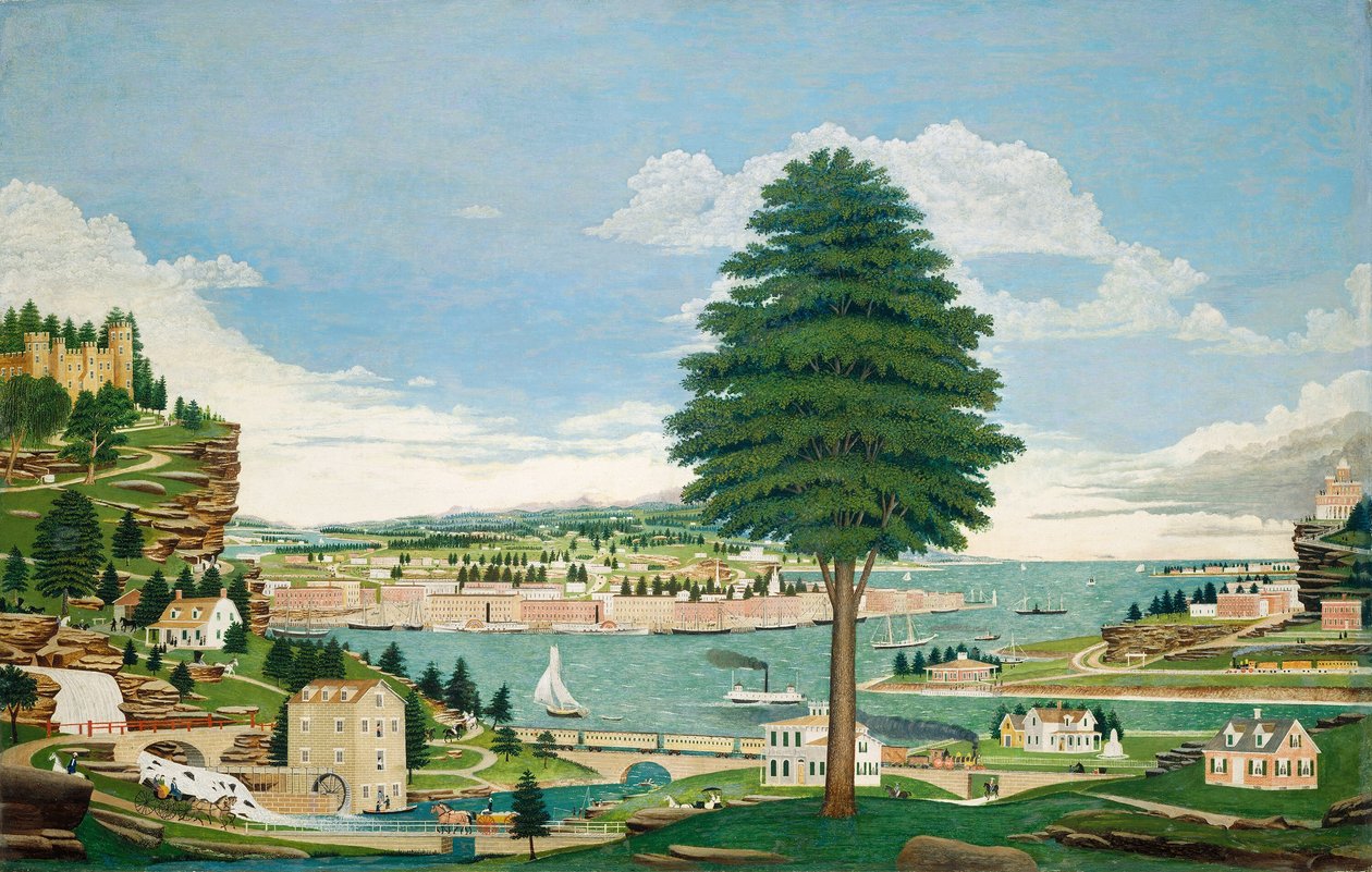 Cena do Porto Composto com Castelo, c. 1875. de Jurgan Frederick Huge