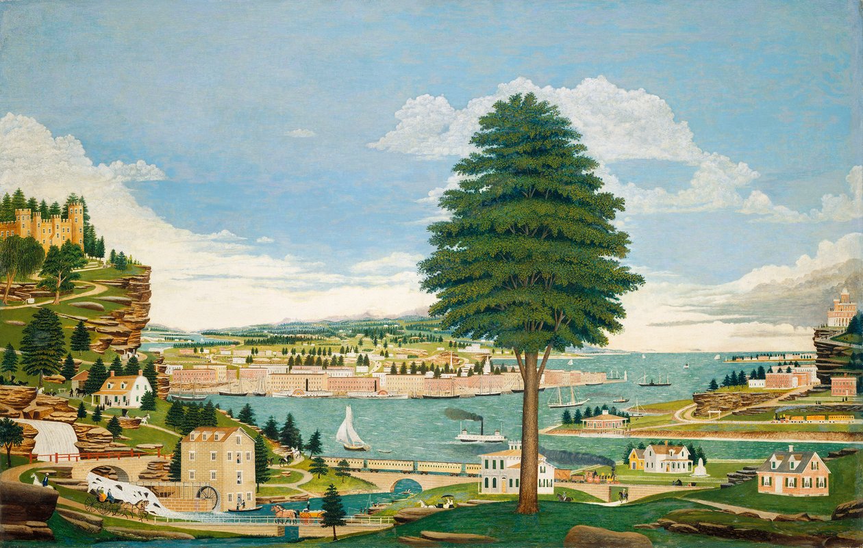 Cena de Porto Composto com Castelo, c.1875 de Jurgen Frederick Huge