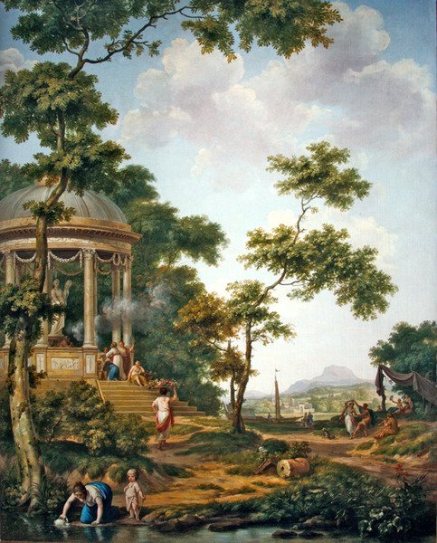 Paisagem arcadiana com um templo (óleo sobre pano) de Jurriaan Andriessen