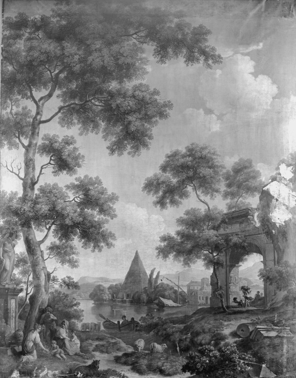 Revestimento de parede com paisagem arcádica, pertencente à sala de Herengracht 40 de Jurriaan Andriessen