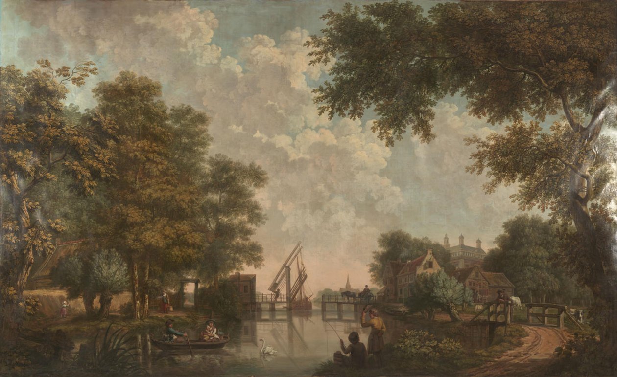 Papel de parede com paisagem holandesa, pertencente à sala da Nieuwe Doelenstraat 22 de Jurriaan Andriessen