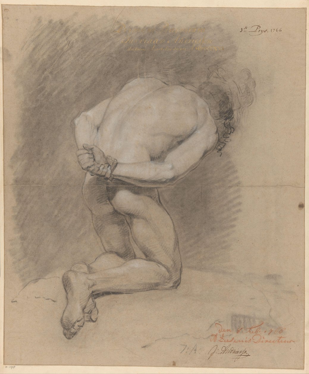 Nu masculino ajoelhado visto por trás (1º prêmio 1766) de Jurriaan Andriessen