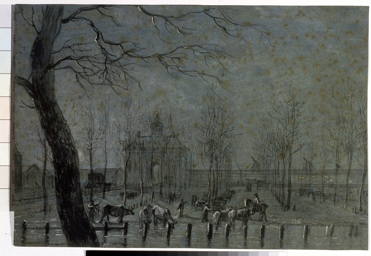 ""O Portão de Utrecht na Holanda"" Desenho de giz por Jurriaan Andriessen (1742-1819) 1797 Museu Pushkin, Moscou de Jurriaan Andriessen