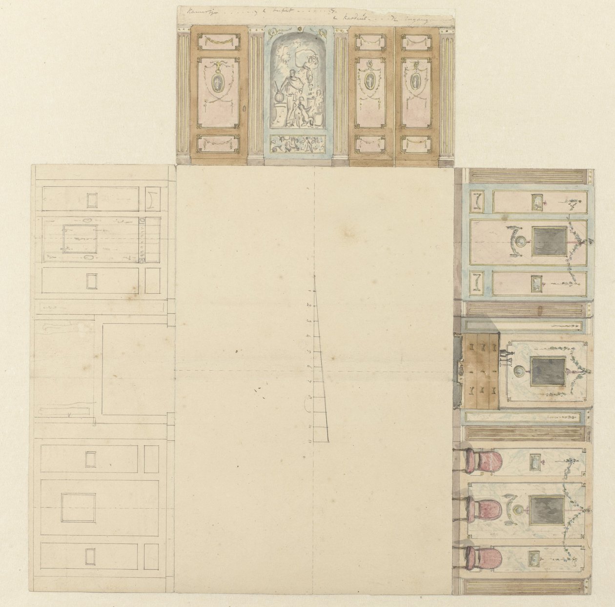 Design para a decoração de três paredes de uma sala de Jurriaan Andriessen