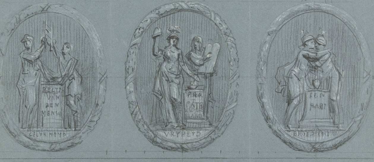 Desenhos para três medalhões: Liberdade, Igualdade e Fraternidade de Jurriaan Andriessen