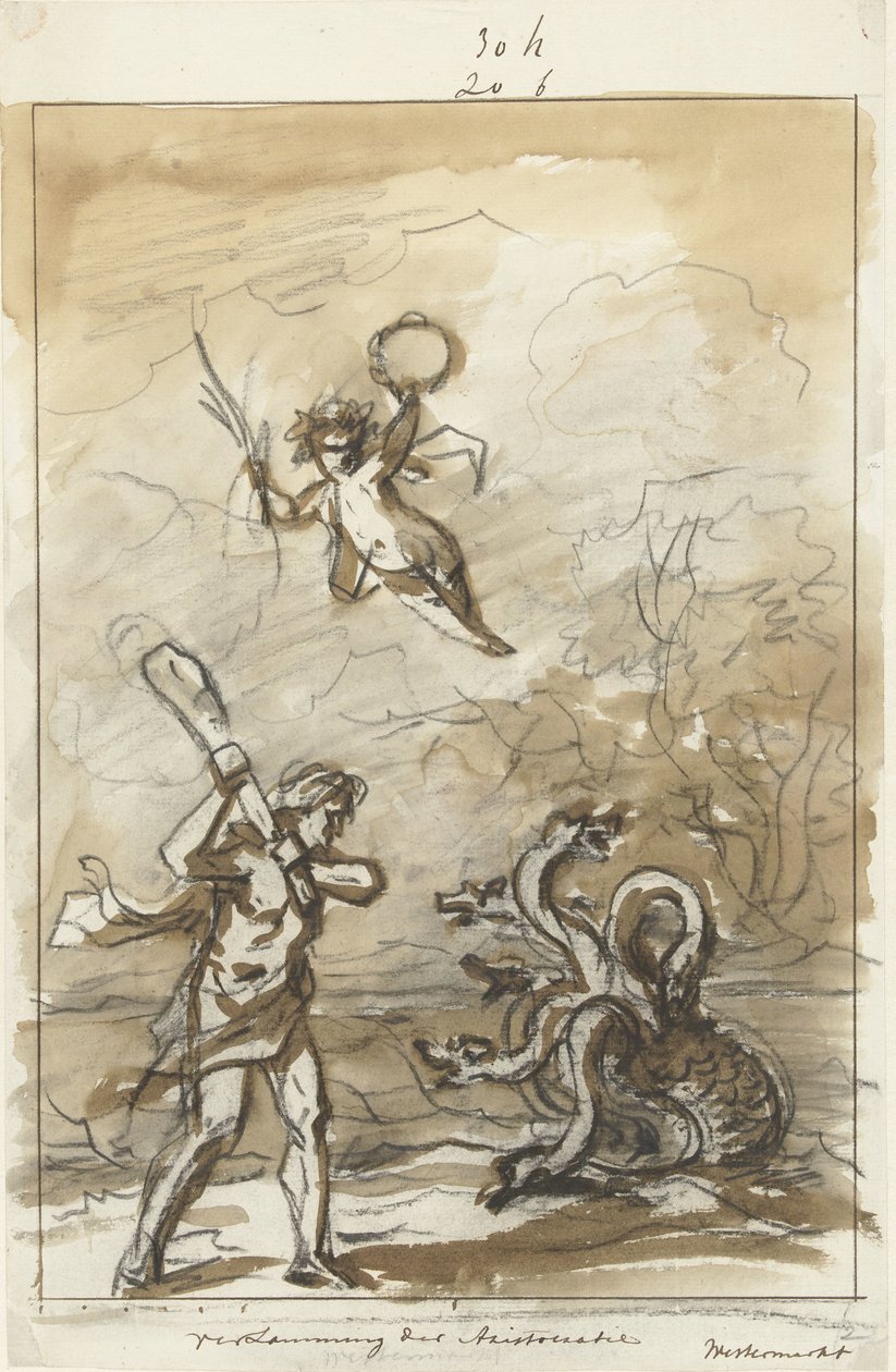 Destruição da aristocracia, decoração no Westermarkt, 1795 Paralisia da Aristocracia (título no objeto) de Jurriaan Andriessen