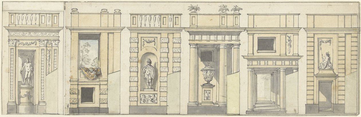 Seis desenhos para uma parede decorativa de Jurriaan Andriessen