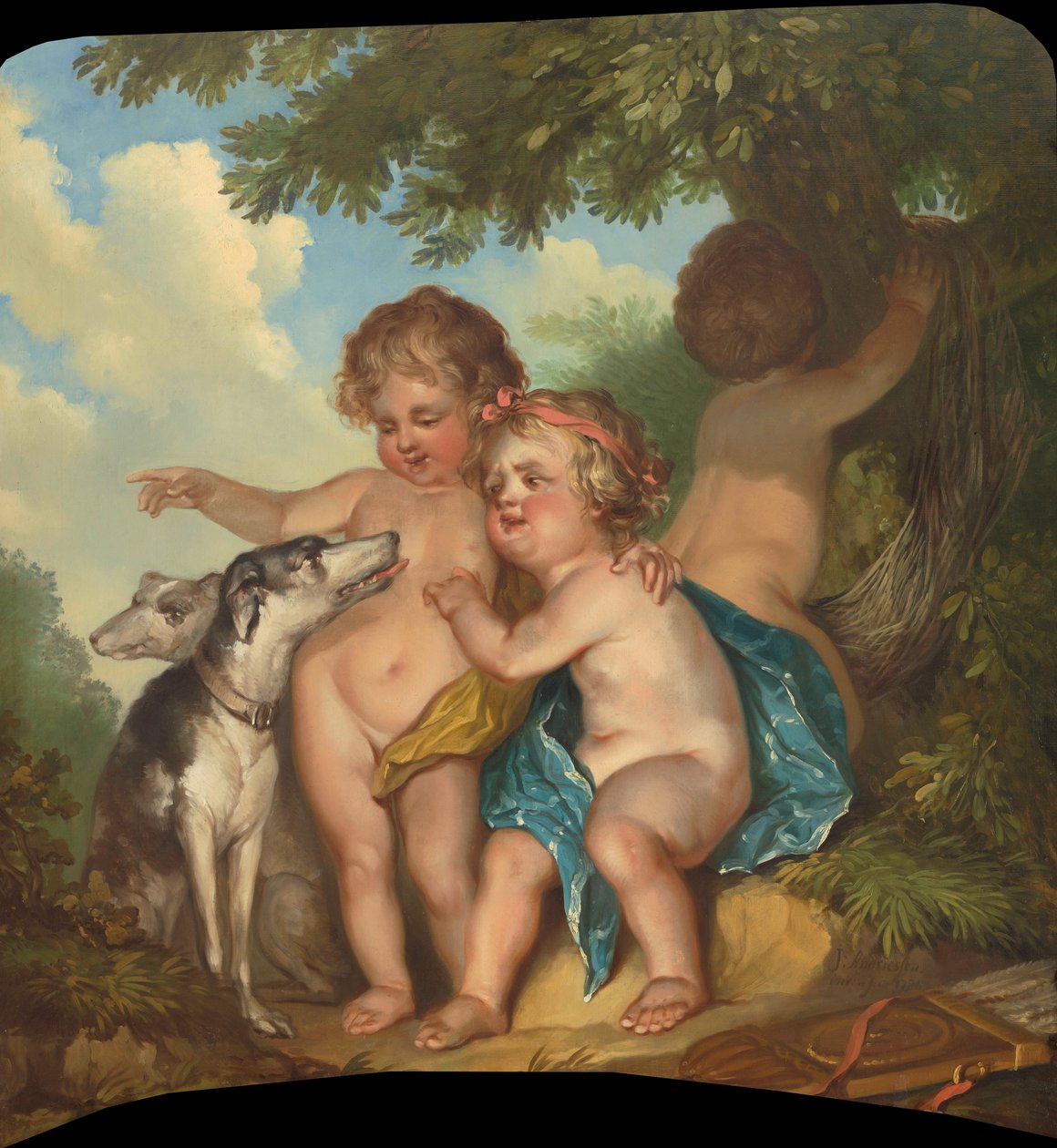 Três crianças, com, dois, cachorros de Jurriaan Andriessen