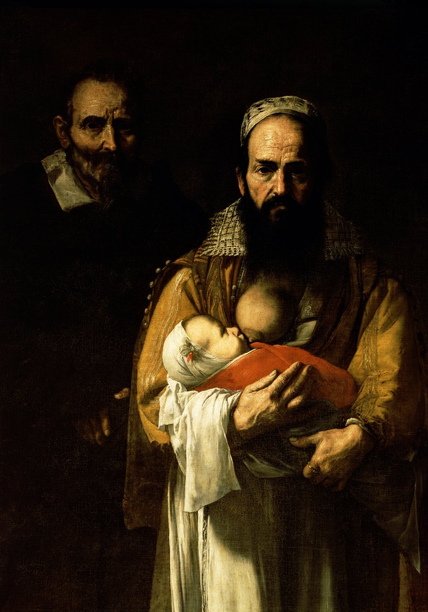 A mulher de barba amamentando, 1631 (detalhe de 84020) de Jusepe de Ribera