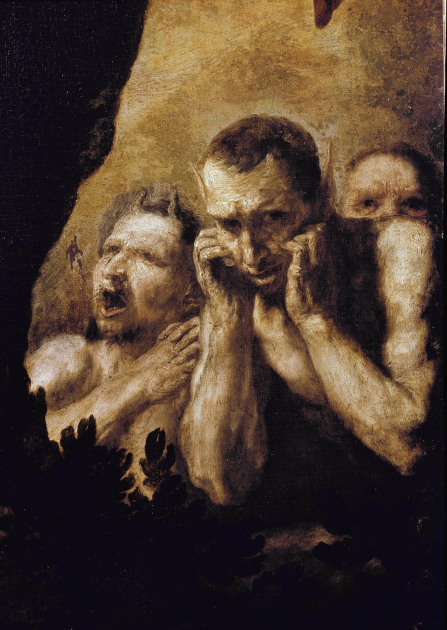 Apollo e Marsyas Apollo, depois de vencerem o desafio contra Marsyas, mandam-no descascar e depois atiram-no para uma caverna. (detalhe). Pintura de Jose de Ribera dit lo Spagnoletto (1591-1652) de Jusepe de Ribera