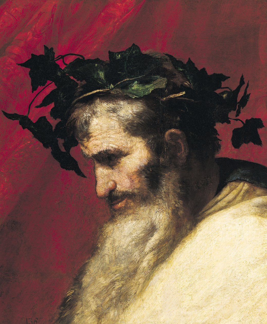 Cabeça de um homem velho, fragmento do triunfo de Baco de Jusepe de Ribera