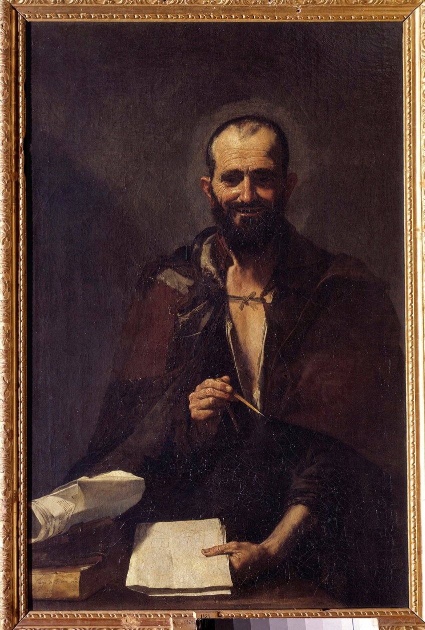 Representação de Archimede (ca. 287-212 BC) Pintura de Jusepe de Ribera dit Lo Spagnoletto (ca. 1590-1652) Sol do século XVII. 125x81 cm Madrid, Museu do Prado de Jusepe de Ribera