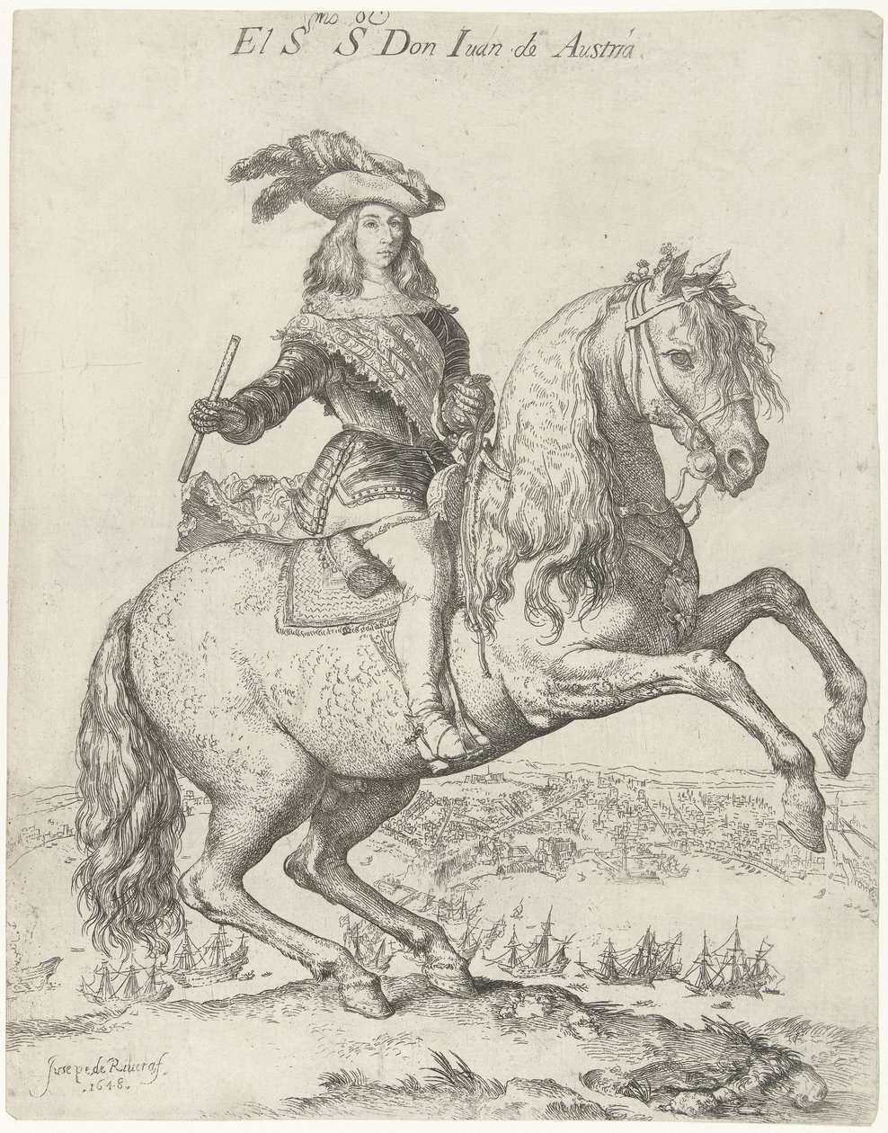 Retrato equestre de Don Juan da Áustria
El S.mo S.ou Don Juan de Austria (título sobre o objecto) de Jusepe de Ribera