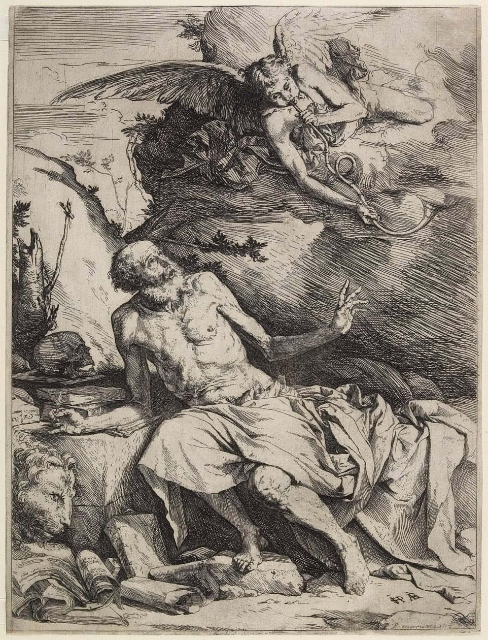 São Jerônimo Ouvindo a Trombeta do Juízo Final, c. 1621 de Jusepe de Ribera