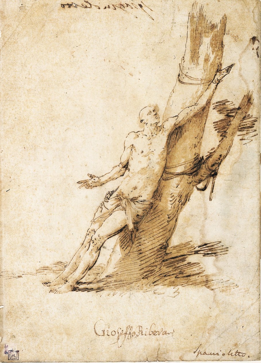 São Sebastião amarrado a uma árvore, olhando para a direita de Jusepe de Ribera