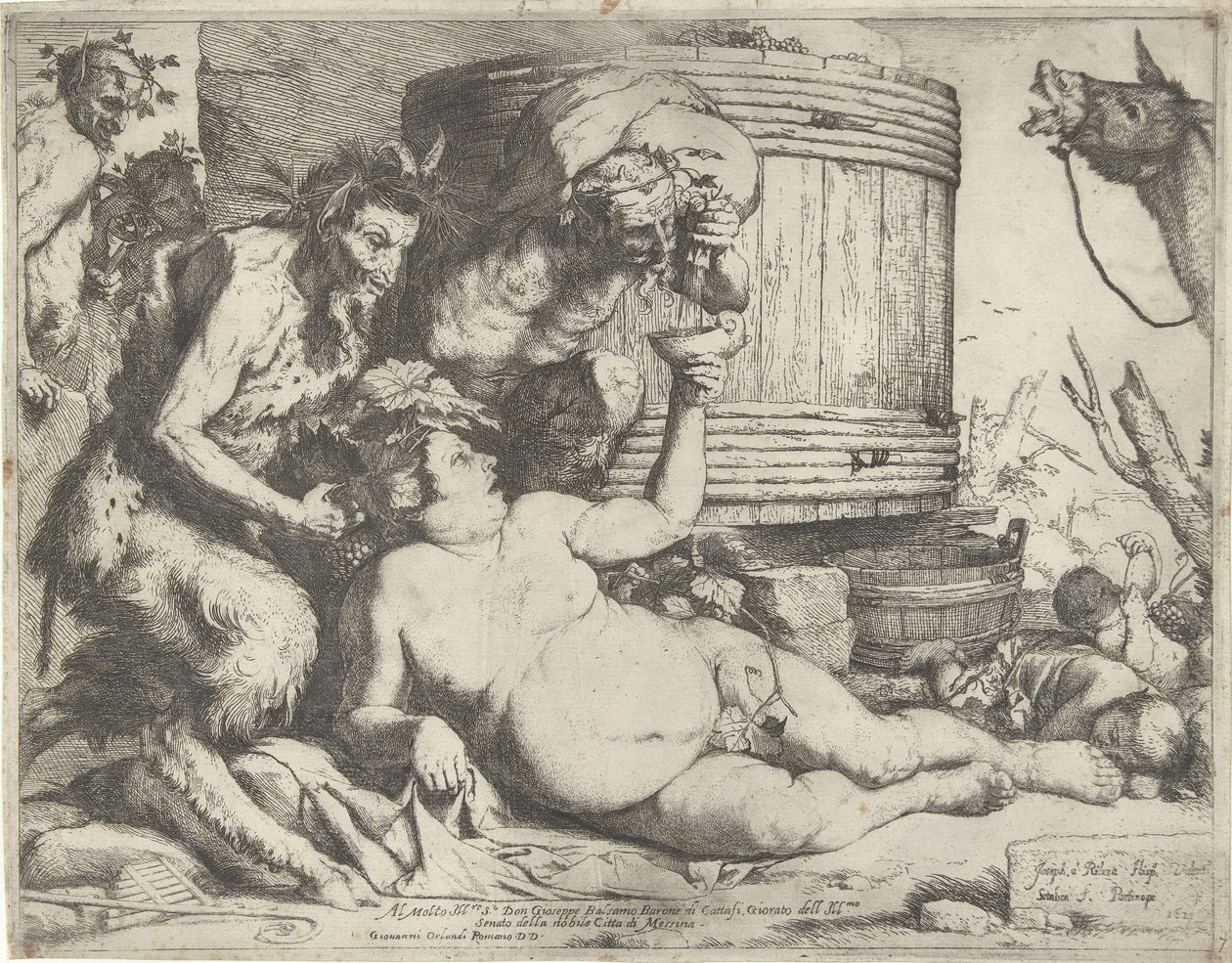 Silenus no barril de vinho de Jusepe de Ribera