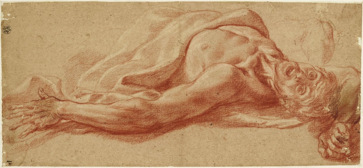 Estudo de uma figura masculina reclinada de Jusepe de Ribera