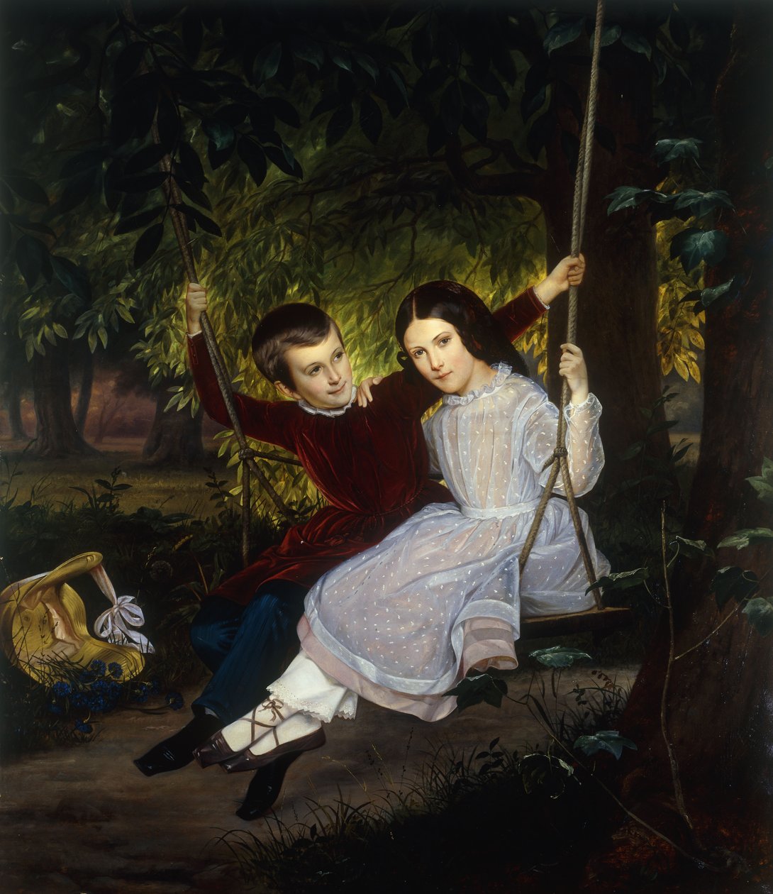 Alexander e Fanny em um balanço, 1847 de Just Jean Christian Holm