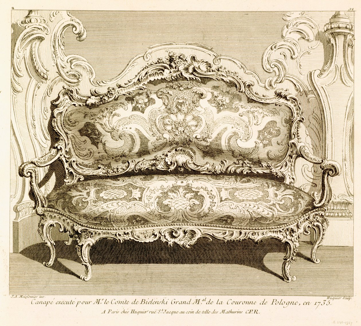 Sofá, Messioner, Apenas Aurele (1695-1750), Arte Decorativa Aplicada à Arte Industrial, 1734 de Juste Aurèle Meissonnier