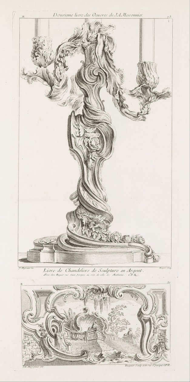 Livro de Castiçais de Prata Escultura de Juste Aurèle Meissonnier