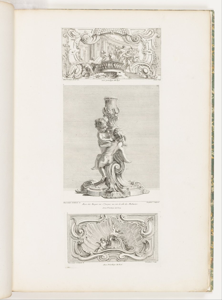 Painel Ornamental representando o Rapto de Hélène, pl. 24 em Oeuvre de Juste Aurèle Meissonnier