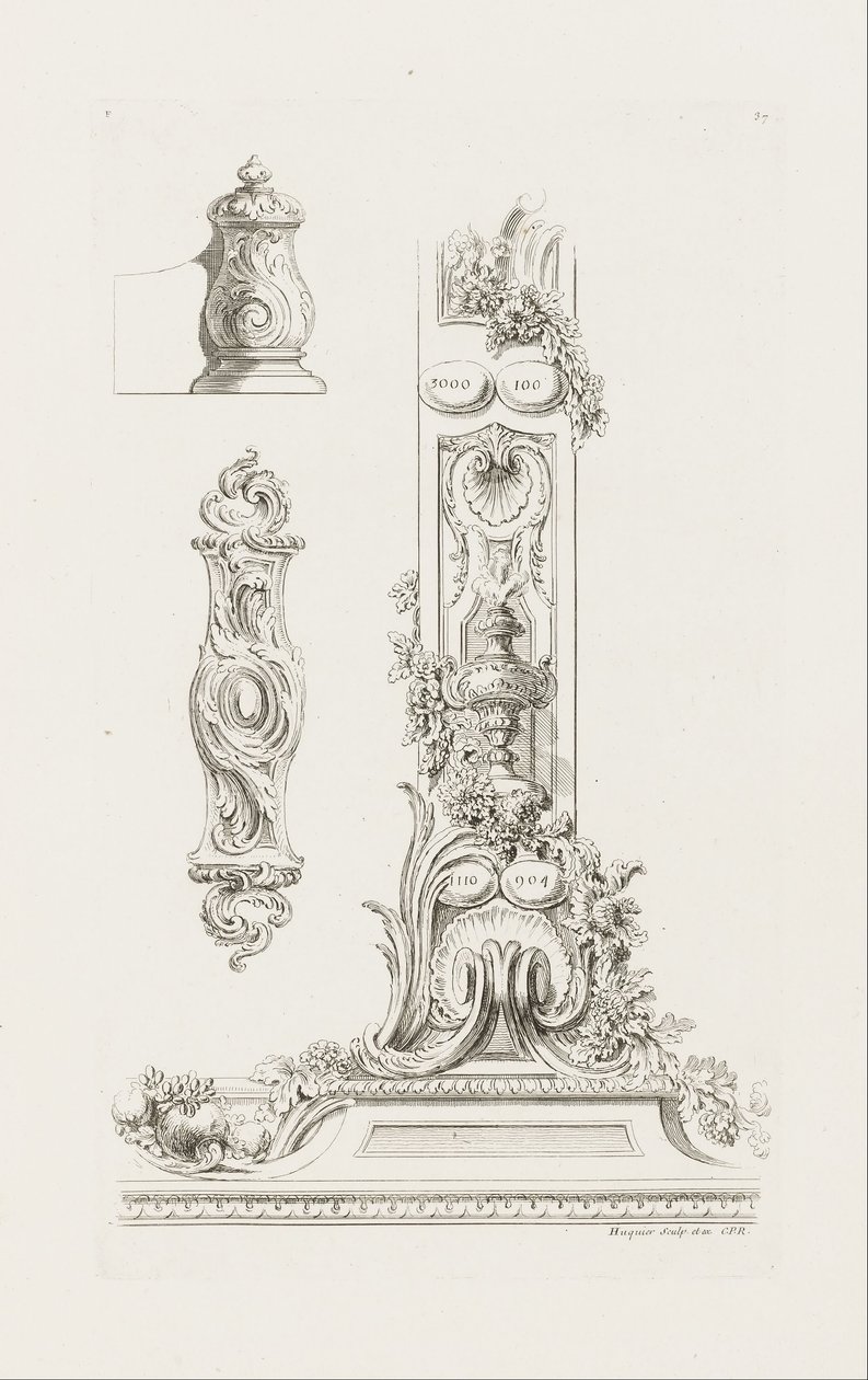 Desenho de fragmentos da fronteira de Juste Aurèle Meissonnier