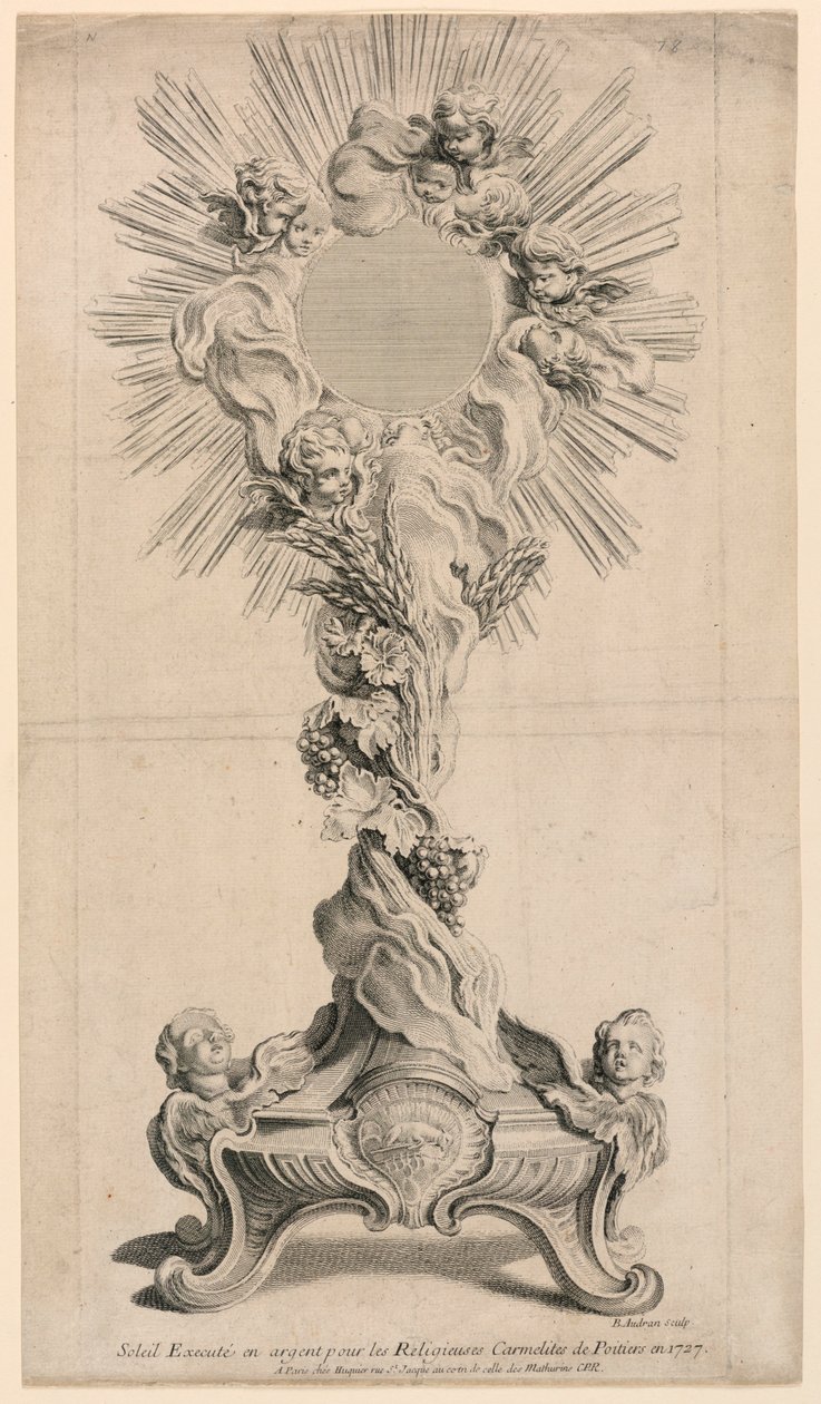 Ostensório de prata executado em 1727 de Juste Aurèle Meissonnier