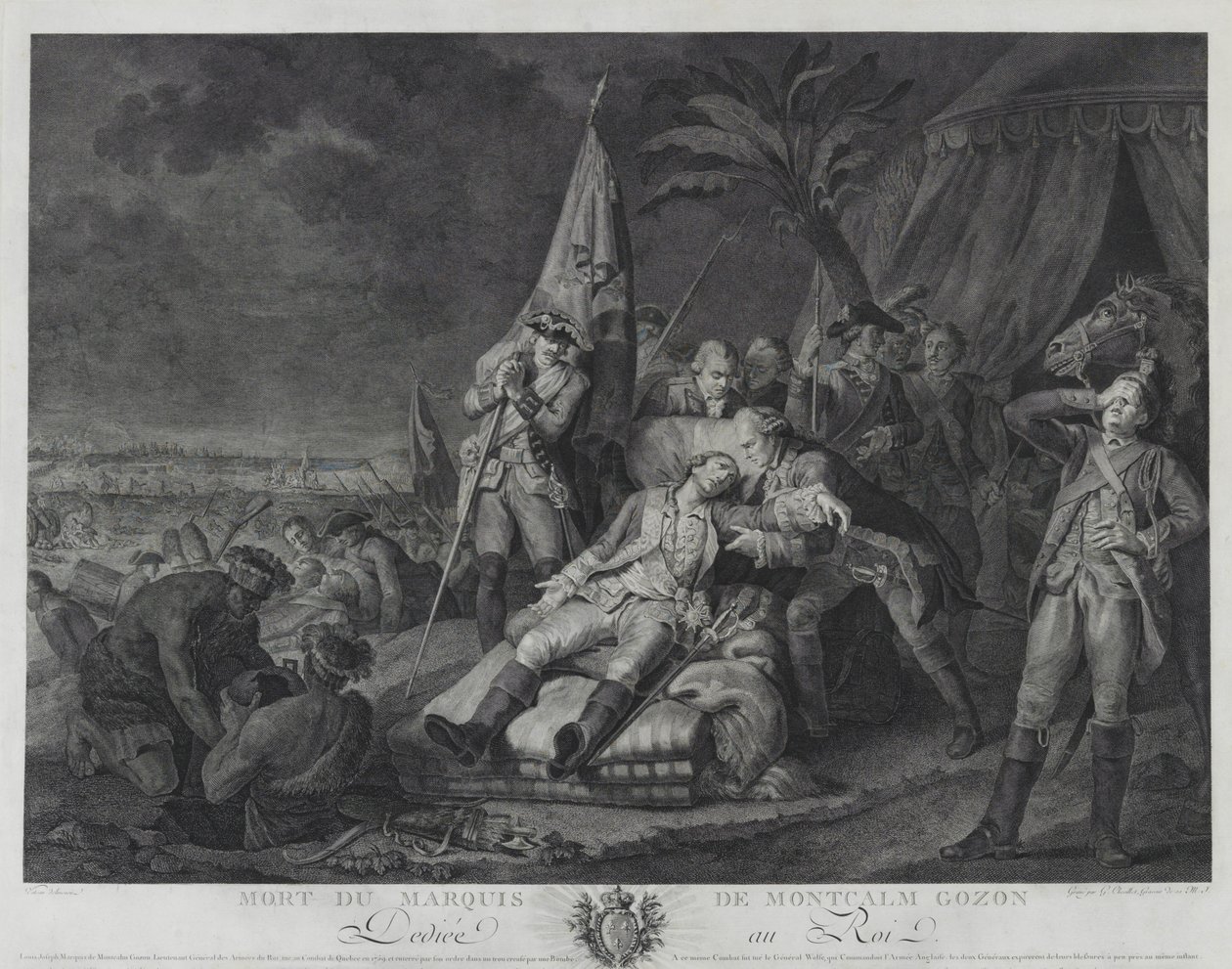 Morte do Marquês de Montcalm Gozon (gravura) de Juste Chevillet