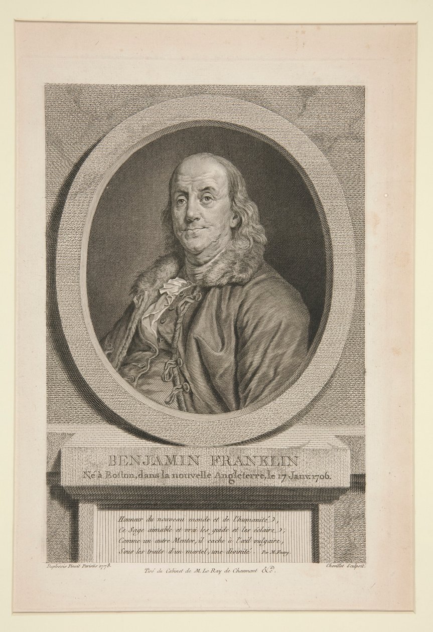 Benjamin Franklin, nascido em Boston, Nova Inglaterra, 17 de Janeiro de 1706 de Justus Chevillet