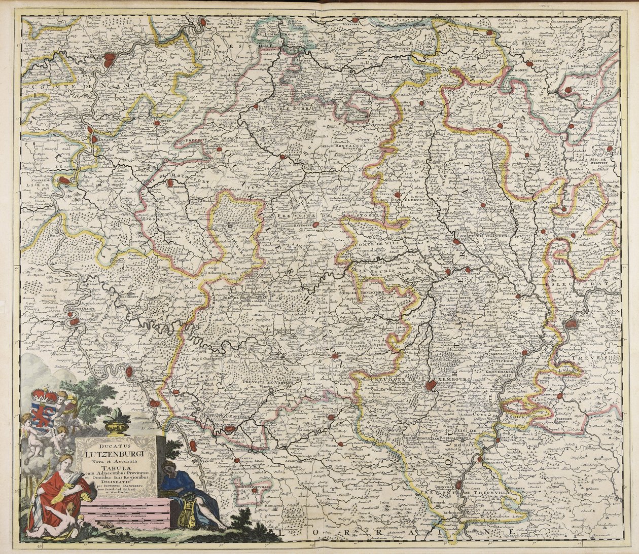 Ducatus Lutzenburgi nova et accurata tabula : cum adjacentibus provinciis et omnibus suis regionibus delineatio / per Iustinum Danckerts de Justus Danckerts