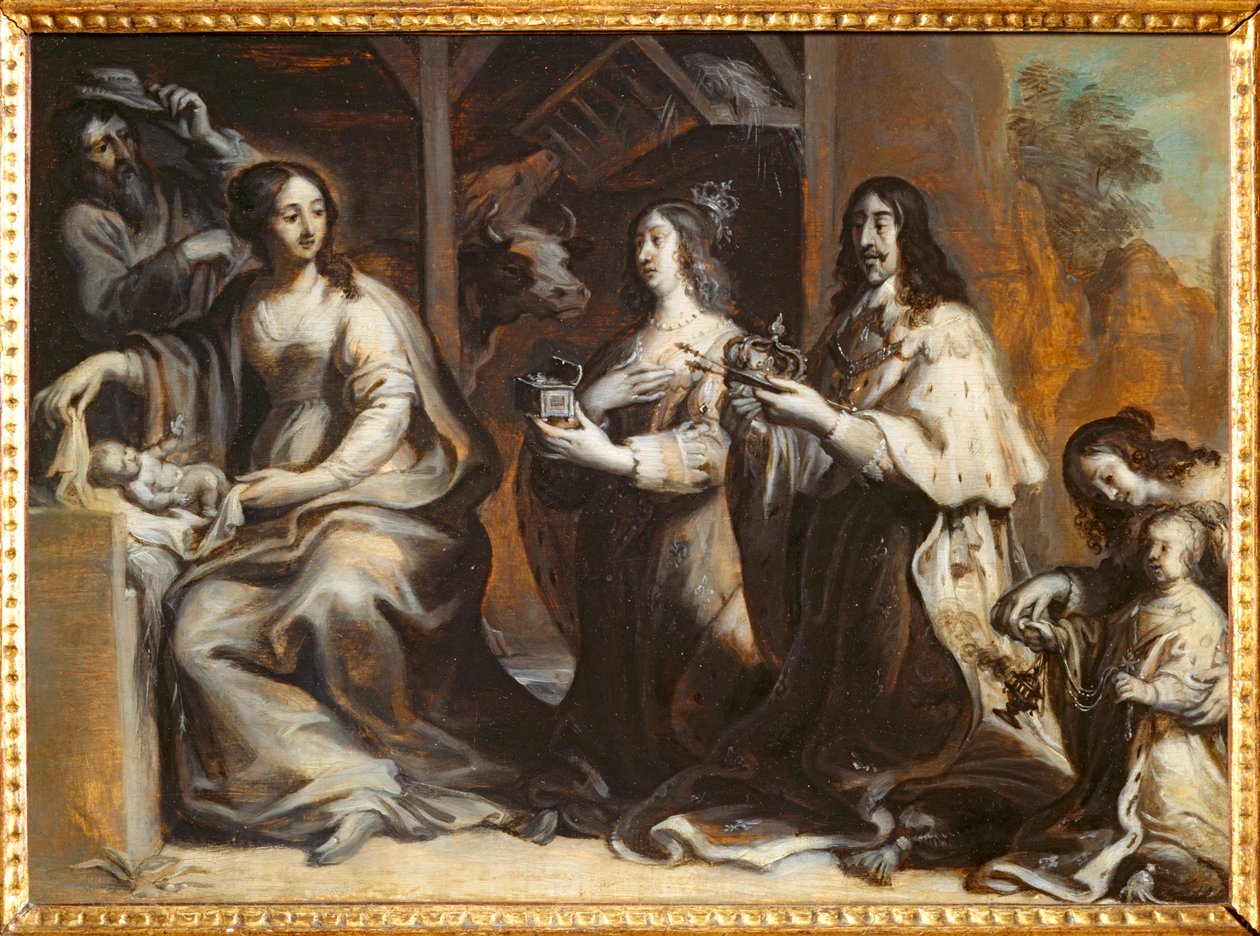 Luís XIII, Ana de Áustria e o Delfim rezando diante da Sagrada Família - Luís XII ... de Justus van Egmont