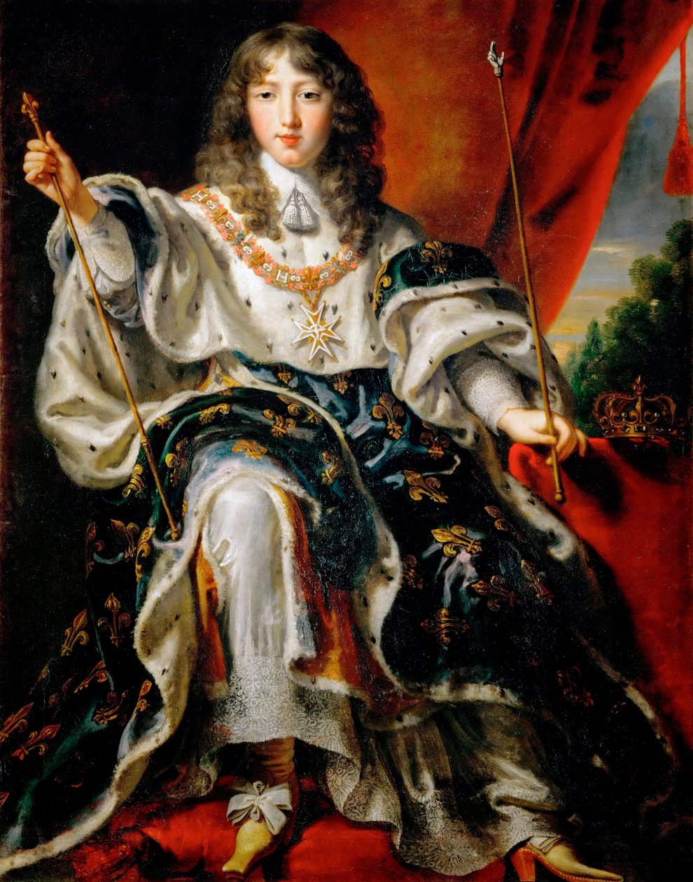 Luís XIV, Rei de França (1638-1715) em seus trajes de coroação de Justus van Egmont