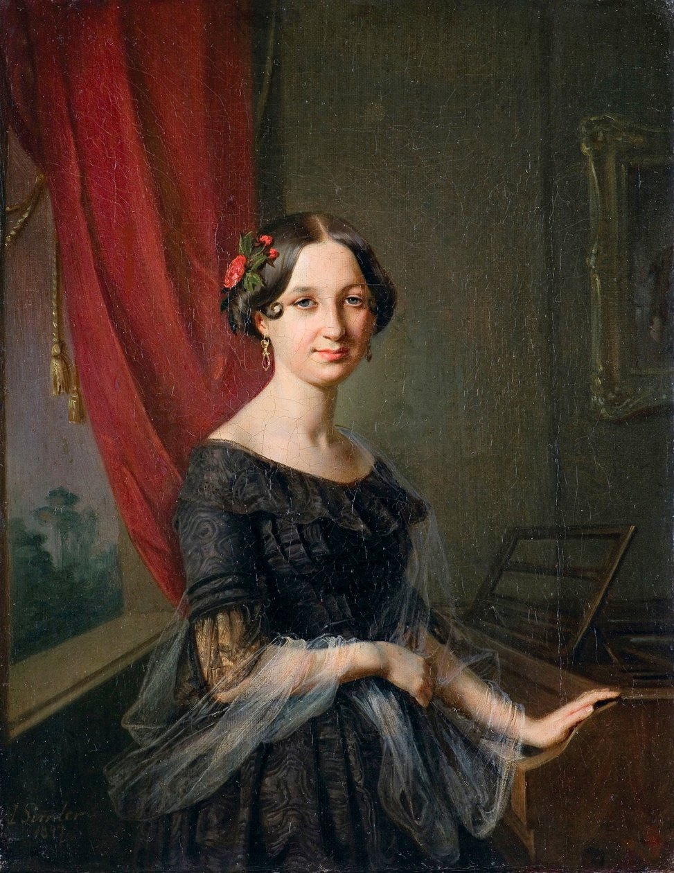 Polaco: Retrato de Józefa Sługocka, nascida Bromirska de Józef Simmler