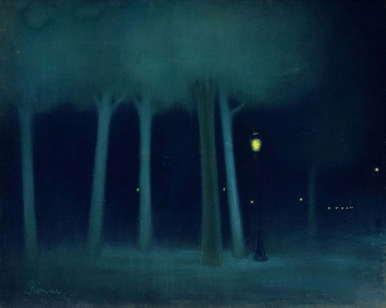 Um parque à noite, c.1892-95 (pastel sobre tela) de József Rippl Rónai