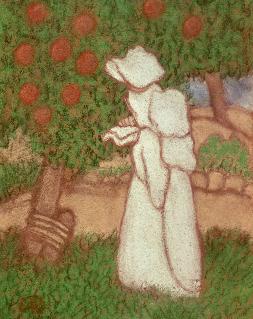 Mulher em um vestido branco, 1896 (pastel sobre papel) de József Rippl Rónai