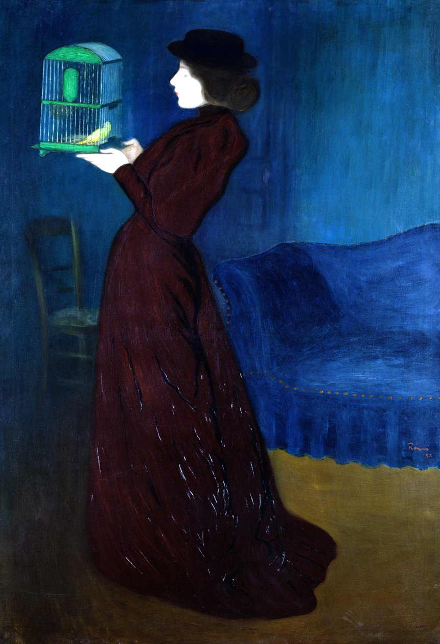 Mulher, com, um, gaiola pássaro de József Rippl Rónai