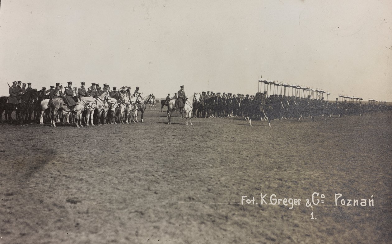 Álbum " Jack Bosio - Campanha de Guerra 1917-1920 ": Missão militar na Polónia (Varsóvia - Posen) marcham-abril 1919, uma bateria de cavalos em Posen (Poznan), 03-04/1919 (foto a p/b) de K. Greger