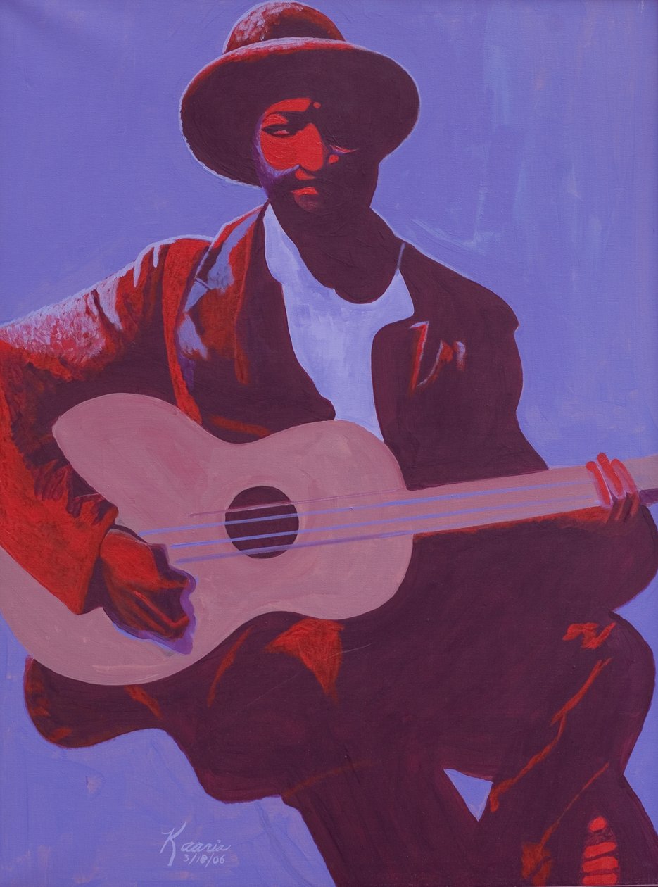Purple Blues, 2006 (óleo e acrílico sobre tela) de Kaaria Mucherera