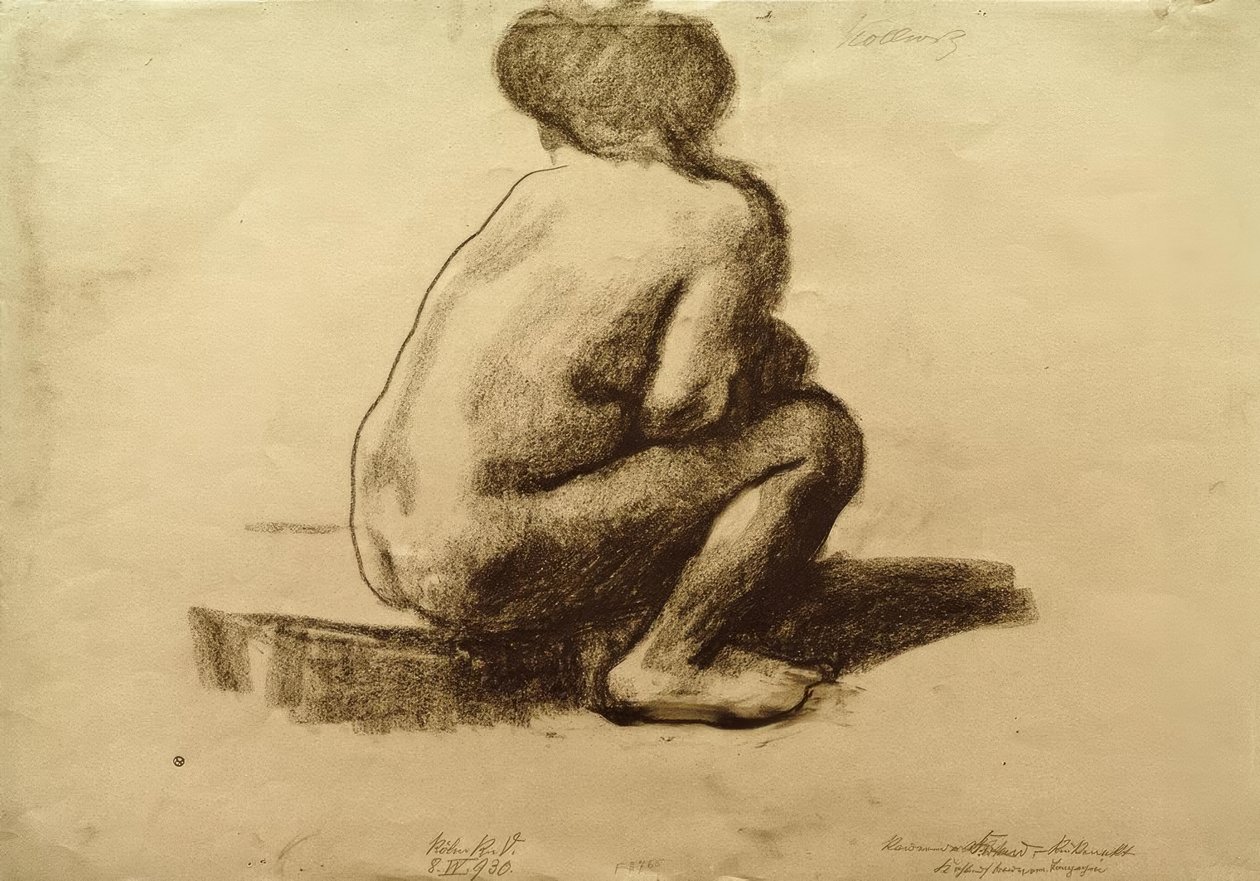 Ato feminino de costas sentado de Käthe Kollwitz