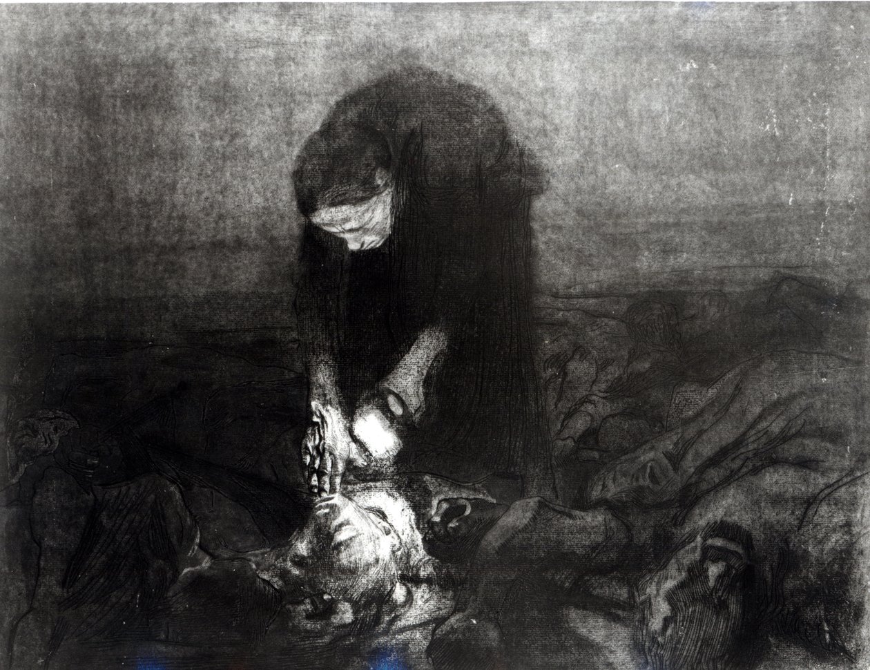 Depois da Batalha, da série &39;The Peasants&39; Revolt &39;, 1907 (gravura, gravura e aquatinta) de Käthe Kollwitz