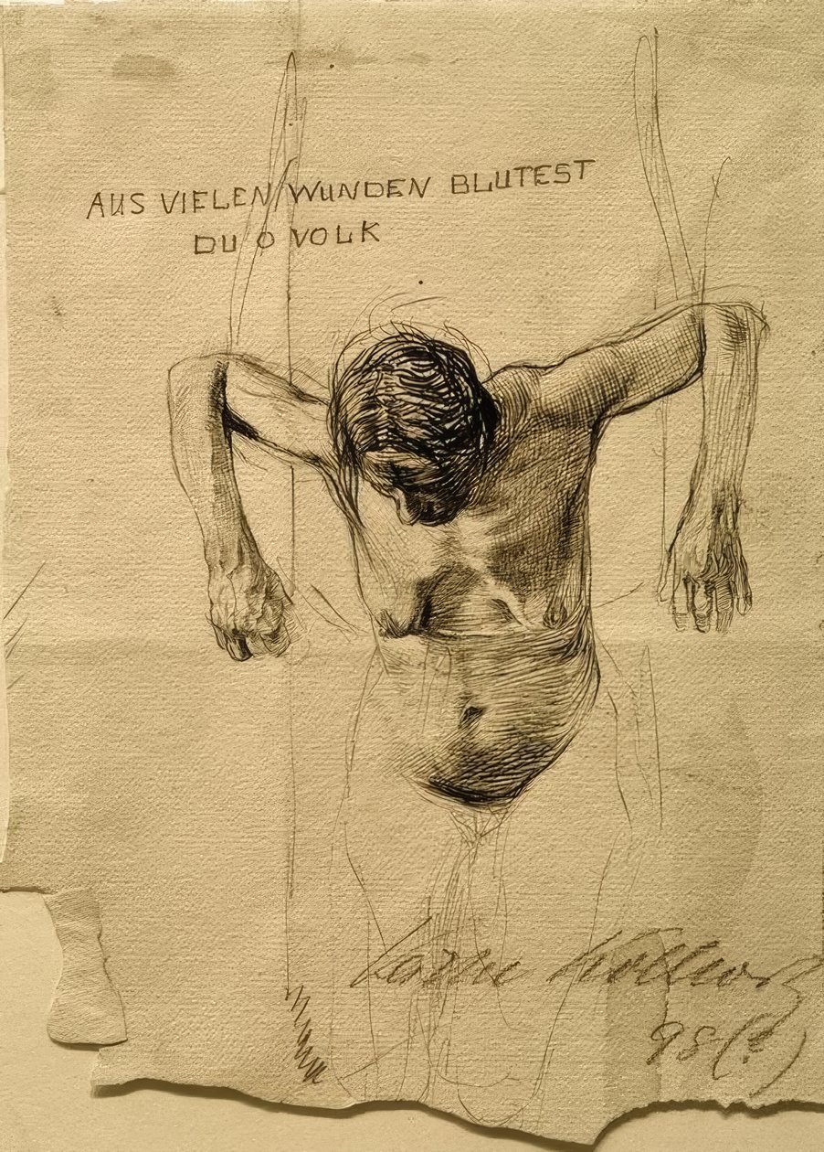 Gravura de gravura Estudo de gravura De muitas feridas você está sangrando, ó povo de Käthe Kollwitz
