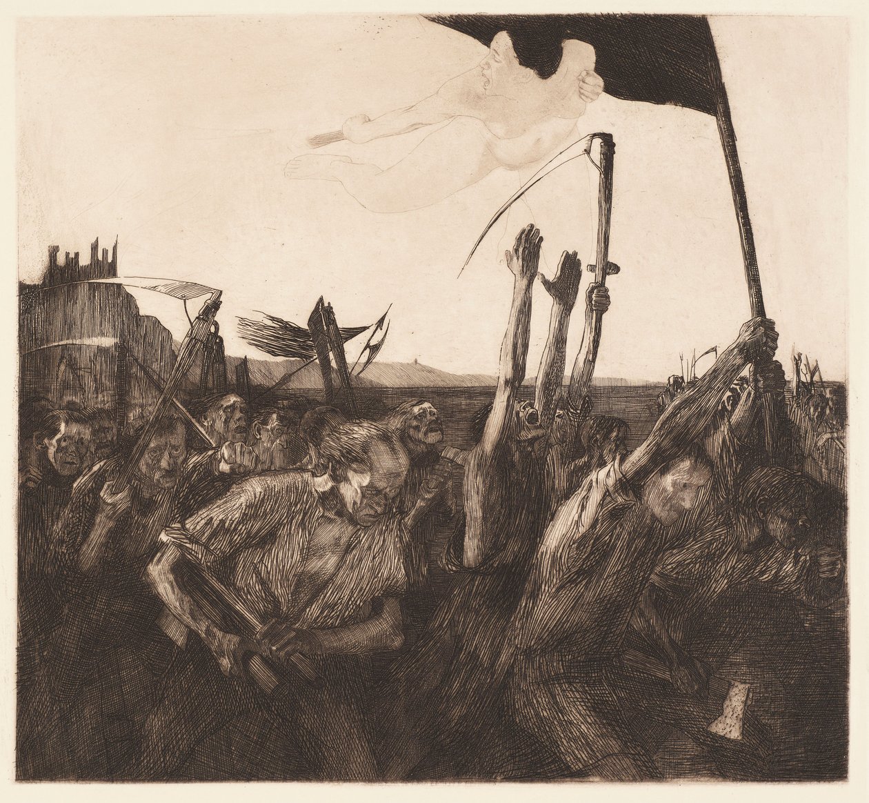 Agitação (Uproar) de Käthe Kollwitz