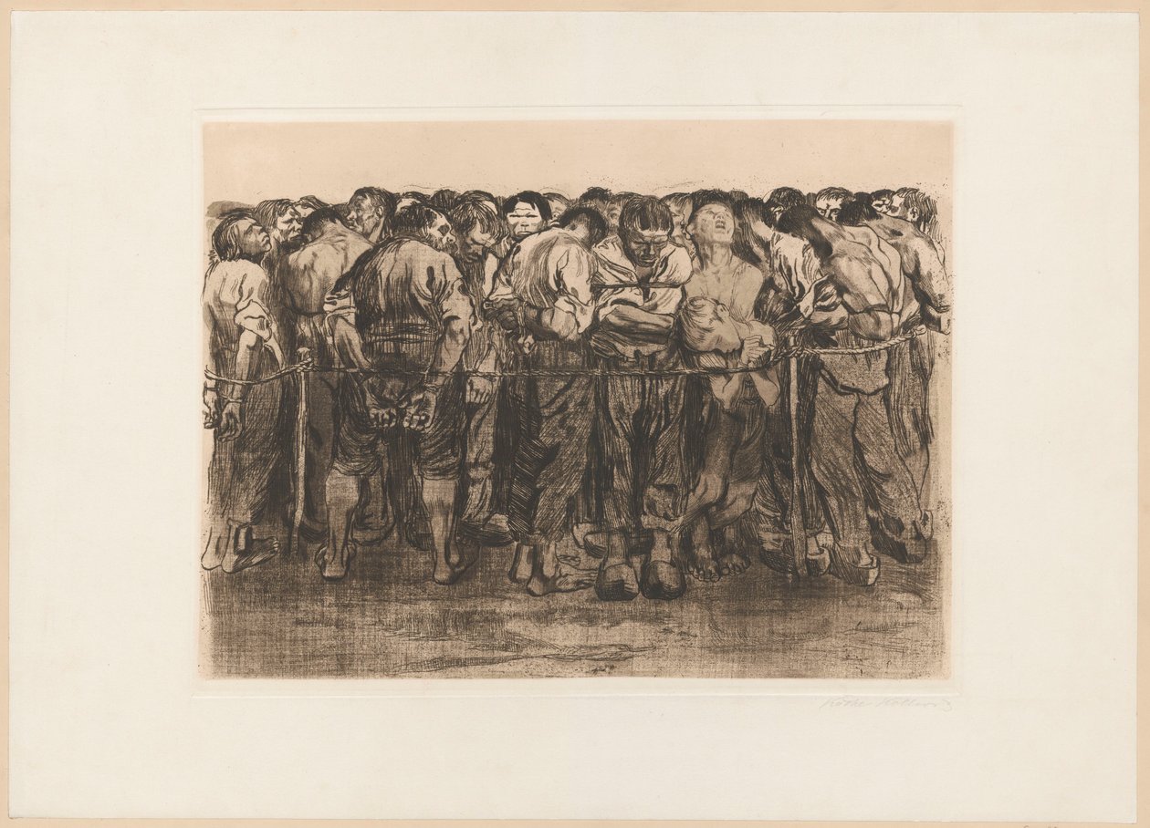Os Prisioneiros, folha VII do ciclo: A Guerra dos Camponeses de Käthe Kollwitz