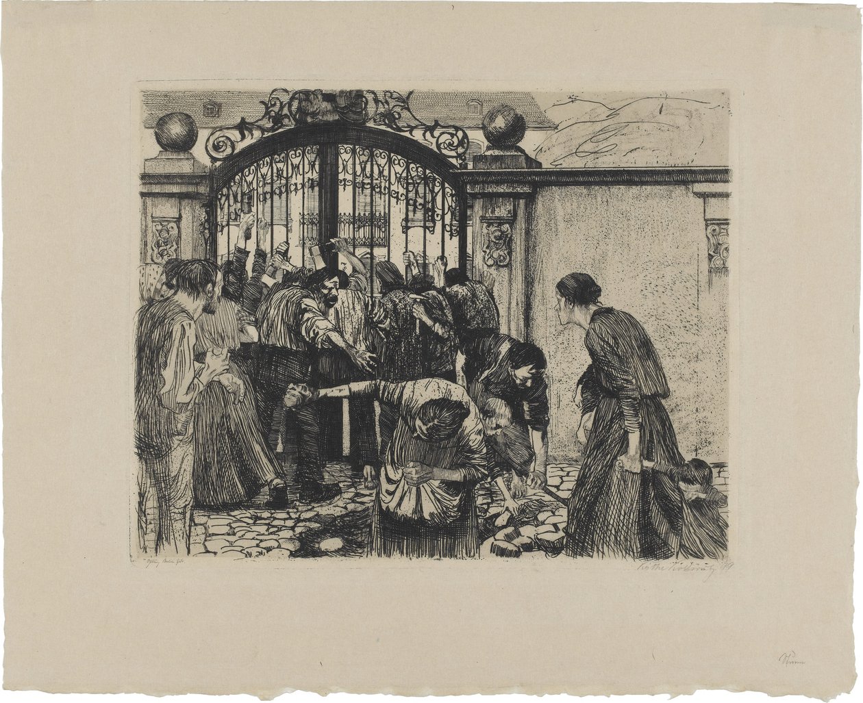 Uma Revolta dos Tecelões, Folha 5: Tempestade de Käthe Kollwitz