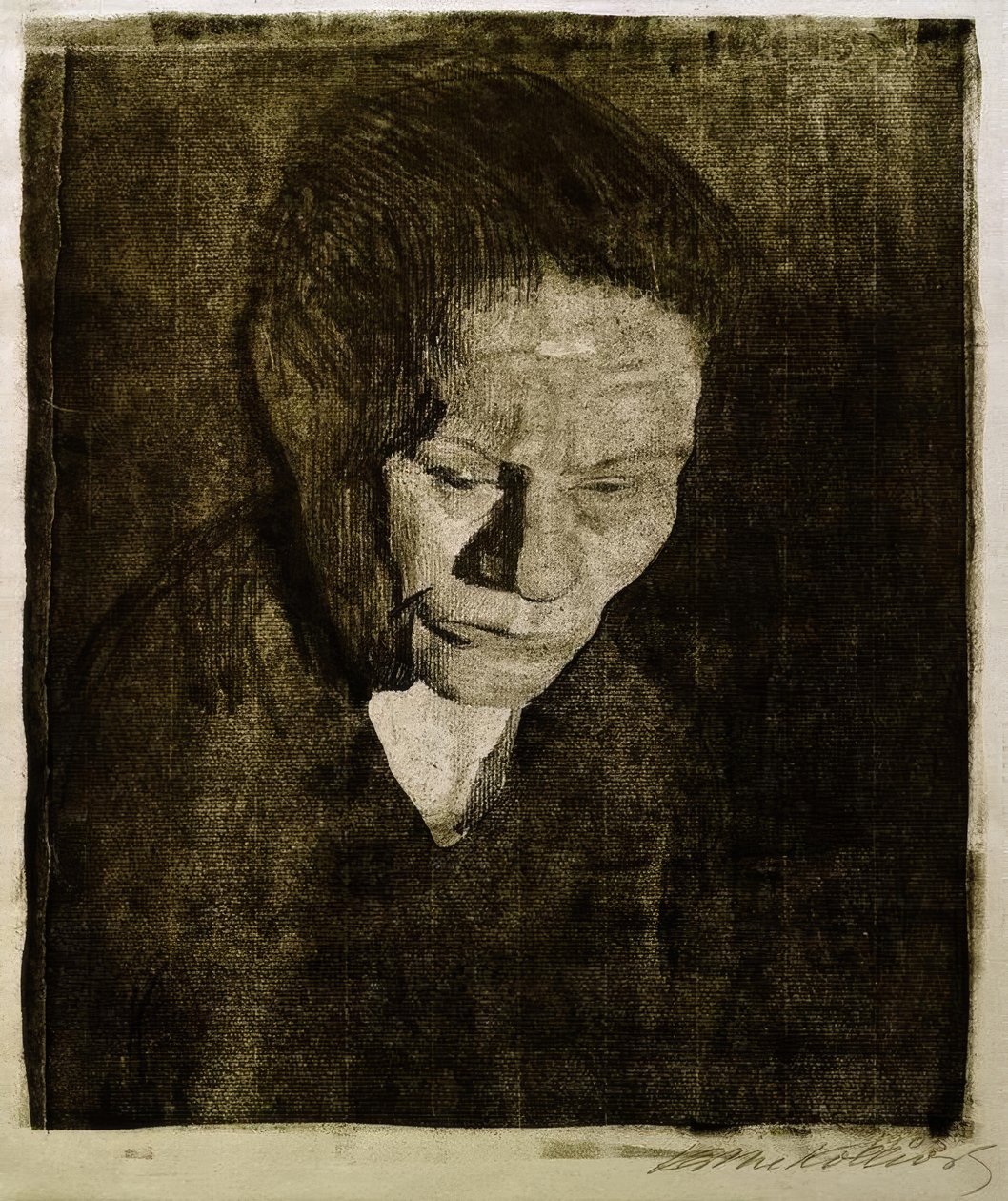 Cabeça de mulher abaixada de Käthe Kollwitz