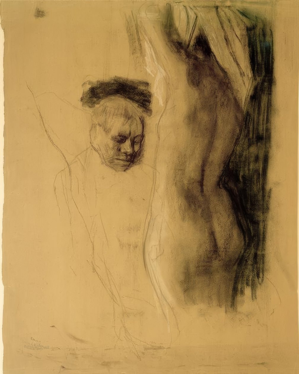 K.Kollwitz, homem ajoelhado antes do ato feminino de Käthe Kollwitz
