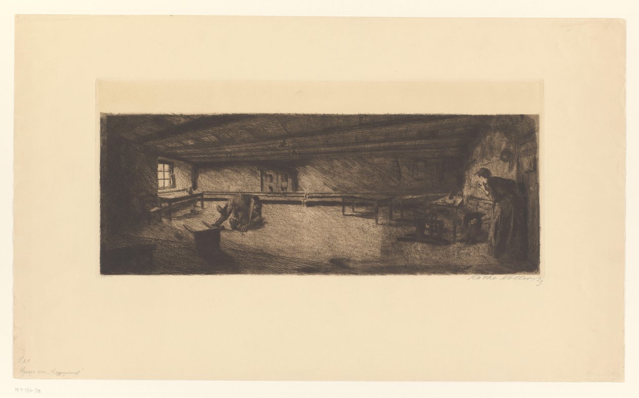 Sala com homens de luta e uma mulher correndo Szene aus Germinal (título original) de Käthe Kollwitz