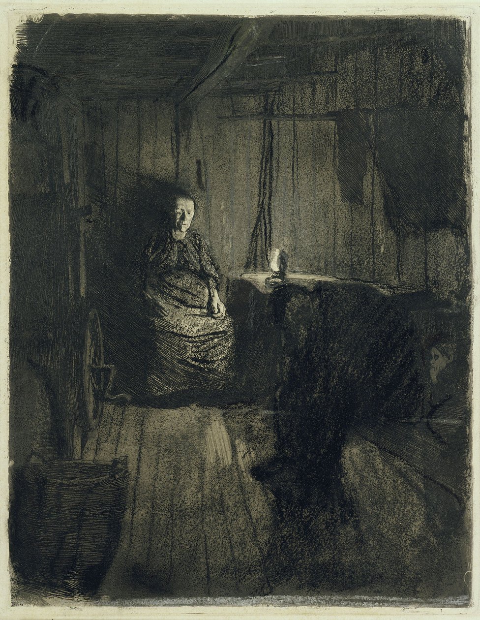 Miséria (versão rejeitada para «Uma revolta de tecelões», 1.º estado) de Käthe Kollwitz