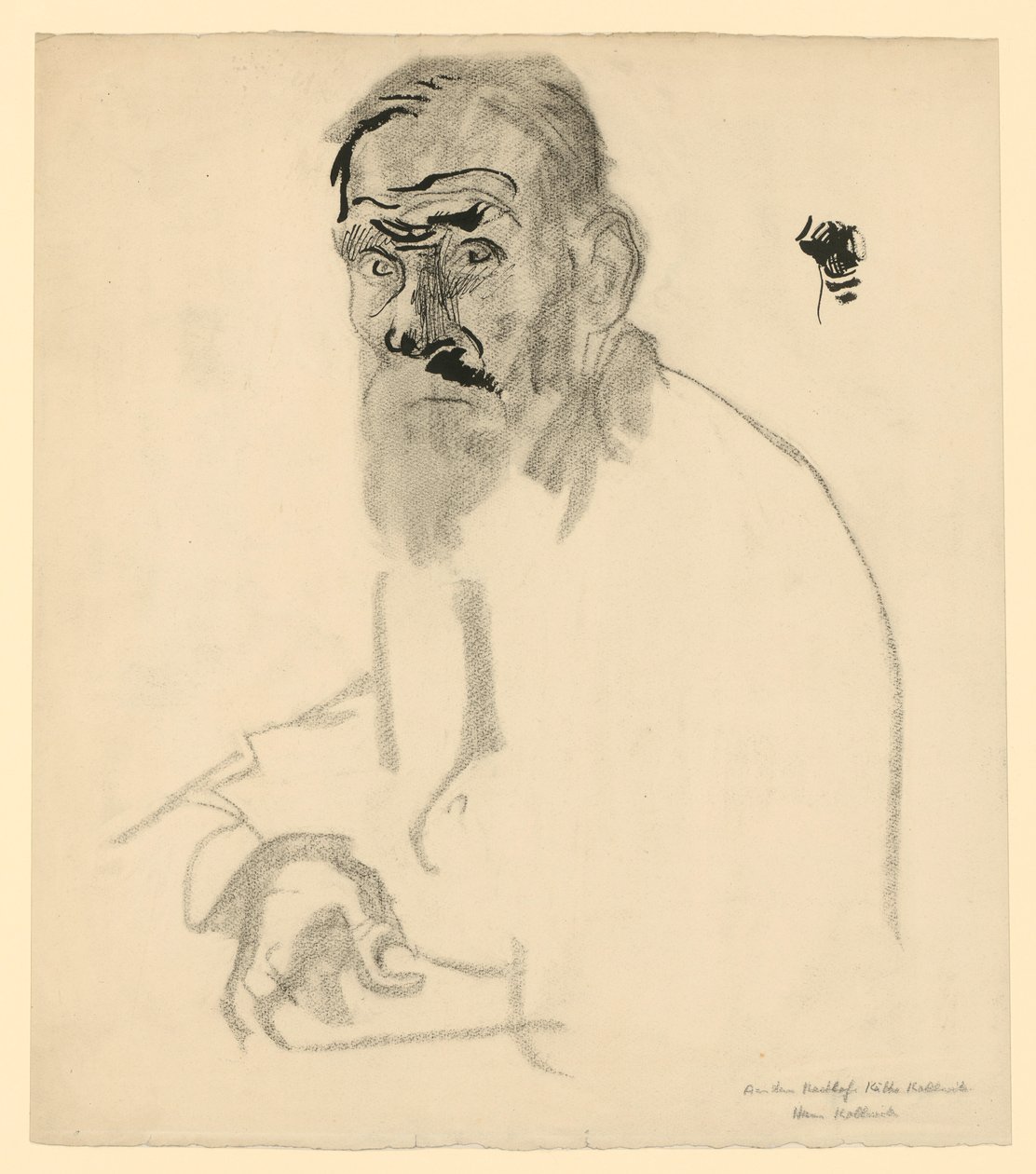 Estudo de retrato de um velho sentado com barba de Käthe Kollwitz